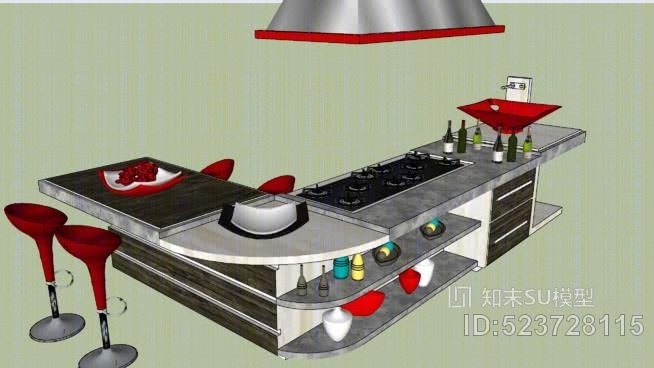 厨房柜台SU模型下载【ID:523728115】