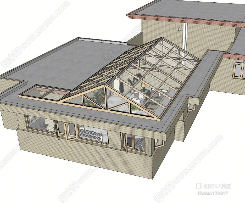 现代阳光房SU模型下载【ID:643176937】