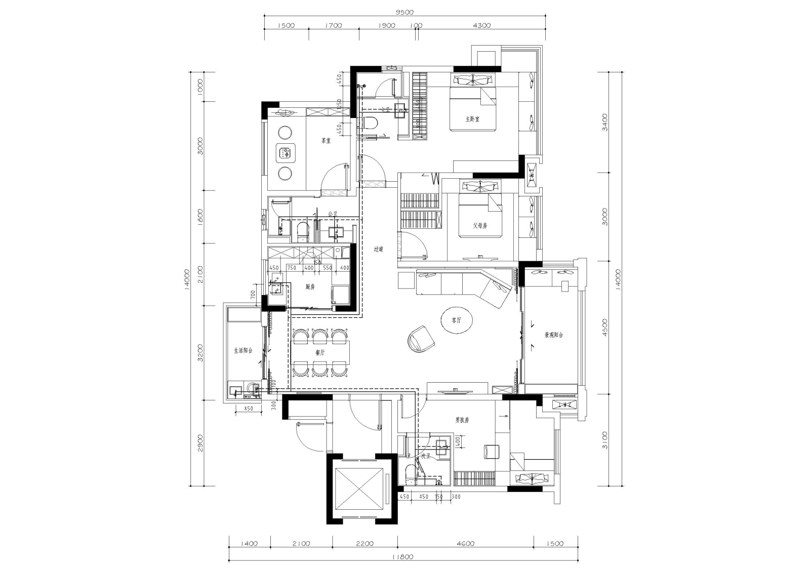 [贵州]宝能135㎡新中式样板间施工图+效果图cad施工图下载【ID:160017104】