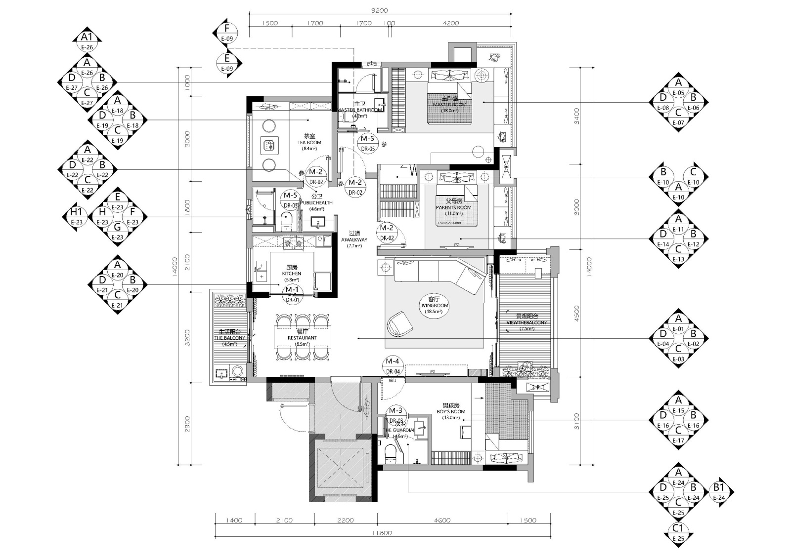 [贵州]宝能135㎡新中式样板间施工图+效果图cad施工图下载【ID:160017104】