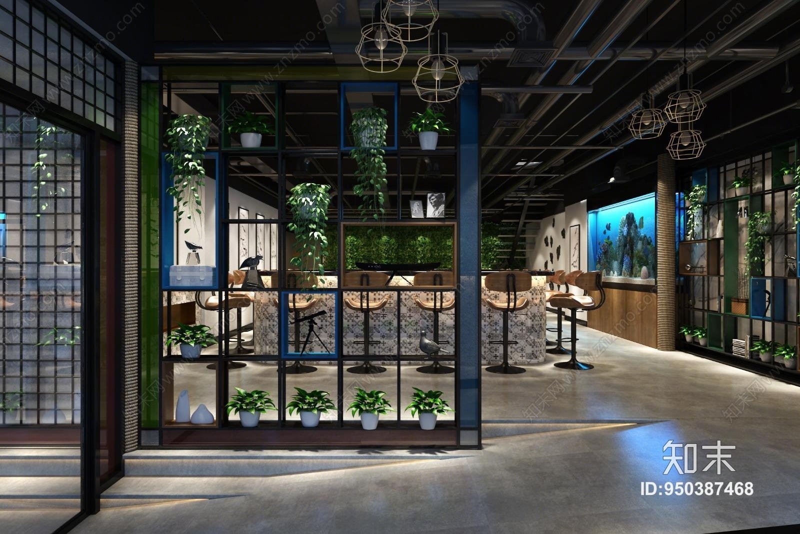 工业风休闲餐吧3D模型下载【ID:950387468】