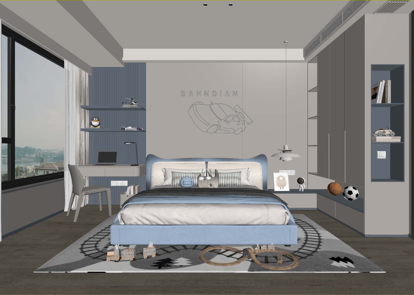 现代男孩房3D模型下载【ID:1214655319】