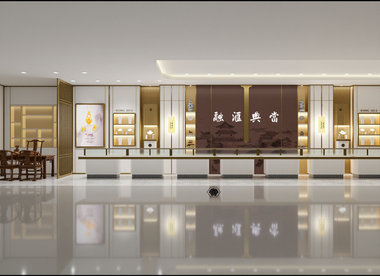 新中式陶瓷展厅3D模型下载【ID:1214730672】