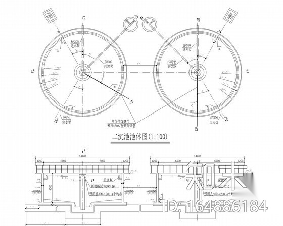 [河南]城镇污水处理厂全套图纸cad施工图下载【ID:164886184】