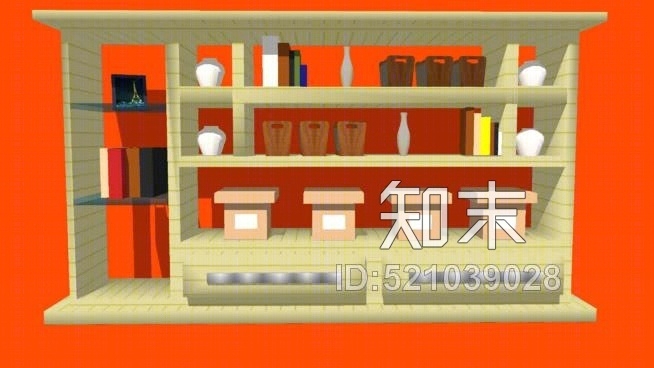 基本书柜SU模型下载【ID:521039028】