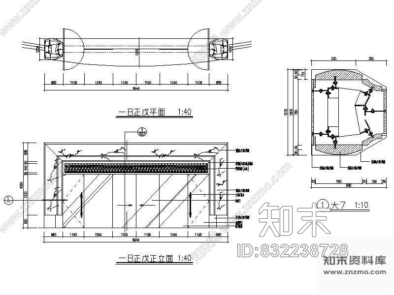 图块/节点酒店入口大门详图cad施工图下载【ID:832238728】