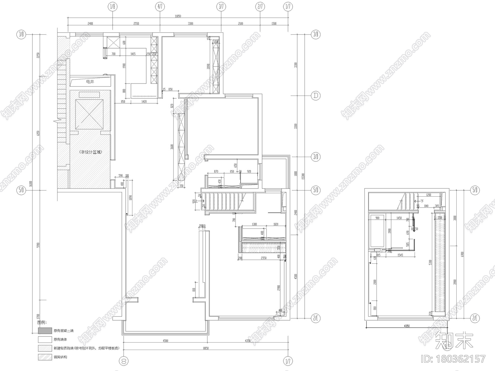 [浙江]滨江167㎡复式三居家装样板间施工图cad施工图下载【ID:180362157】