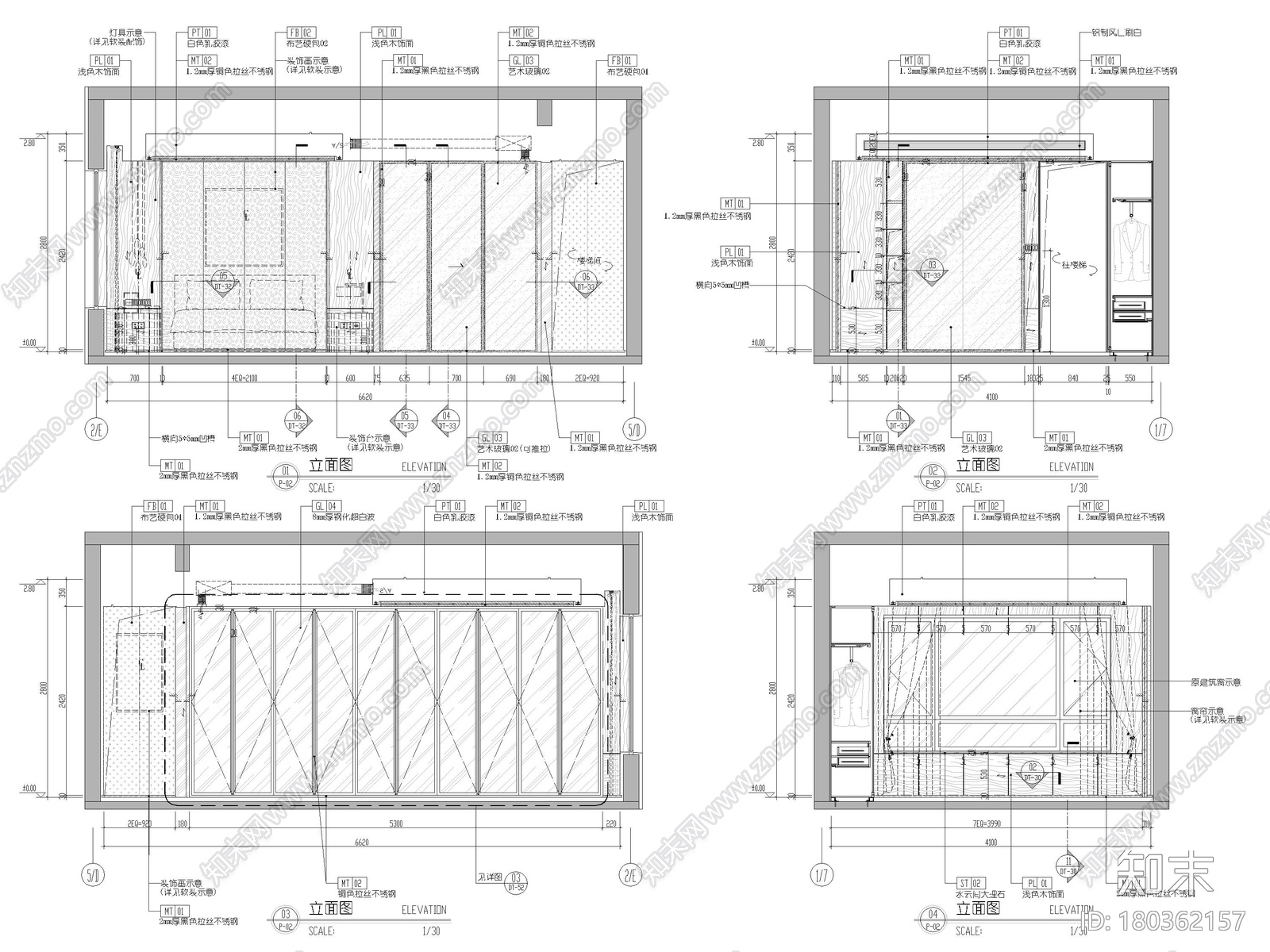 [浙江]滨江167㎡复式三居家装样板间施工图cad施工图下载【ID:180362157】