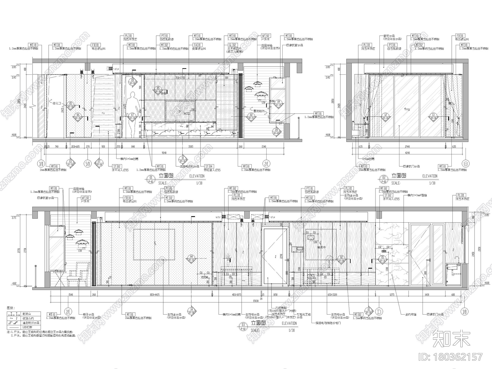 [浙江]滨江167㎡复式三居家装样板间施工图cad施工图下载【ID:180362157】