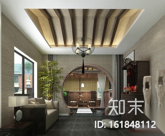 经典简洁雅致新中式四层别墅设计CAD装修图（含效果）cad施工图下载【ID:161848112】