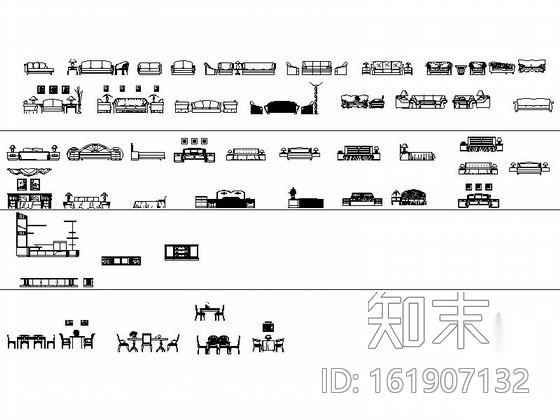 全套室内立面家居CAD图块下载施工图下载【ID:161907132】