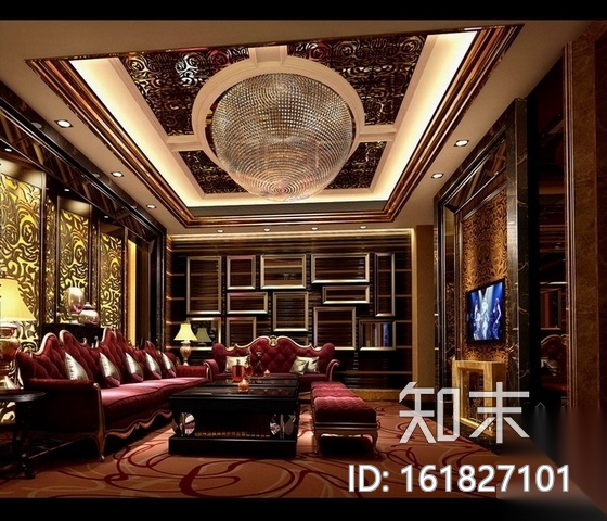 奢华欧式风格国际商务娱乐会所施工图（含效果）cad施工图下载【ID:161827101】