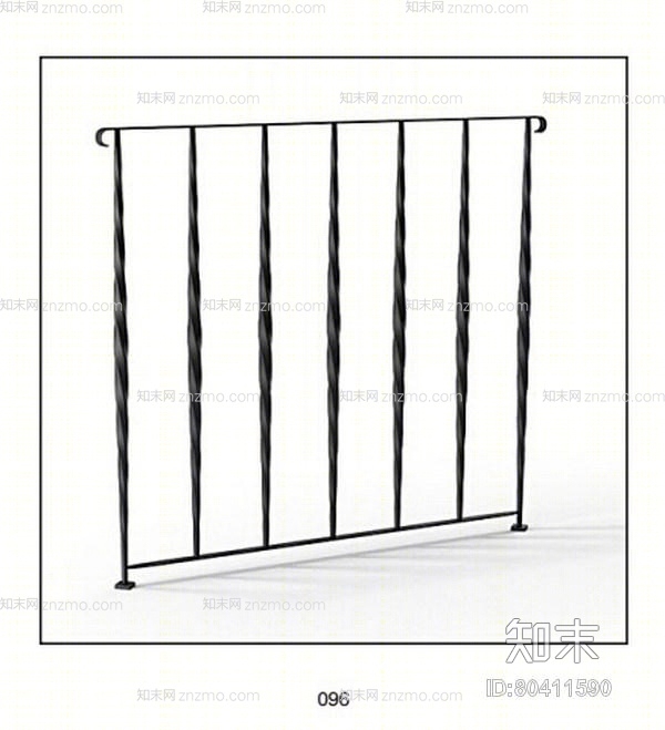 现代黑色铁艺栏杆3D模型下载【ID:80411590】