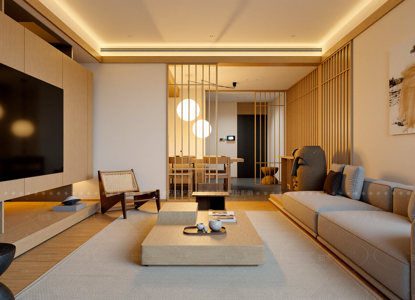 日式家居客厅3D模型下载【ID:1214582664】