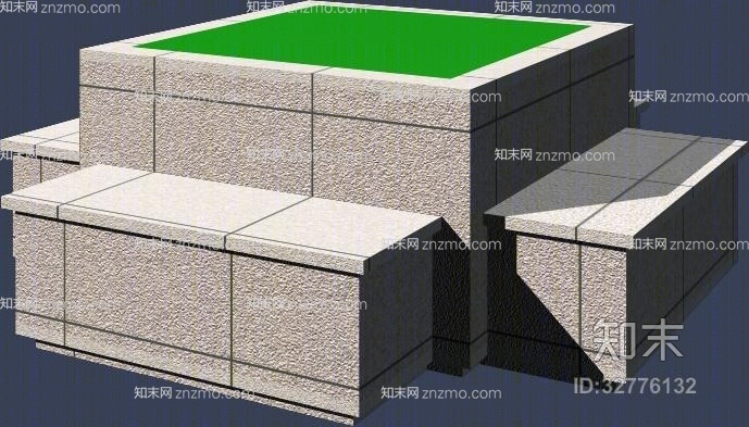 现代灰色石头户外椅3D模型下载【ID:32776132】