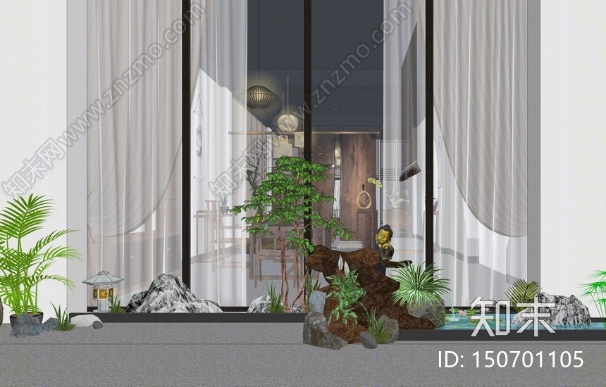 中式茶室SU模型下载【ID:150701105】