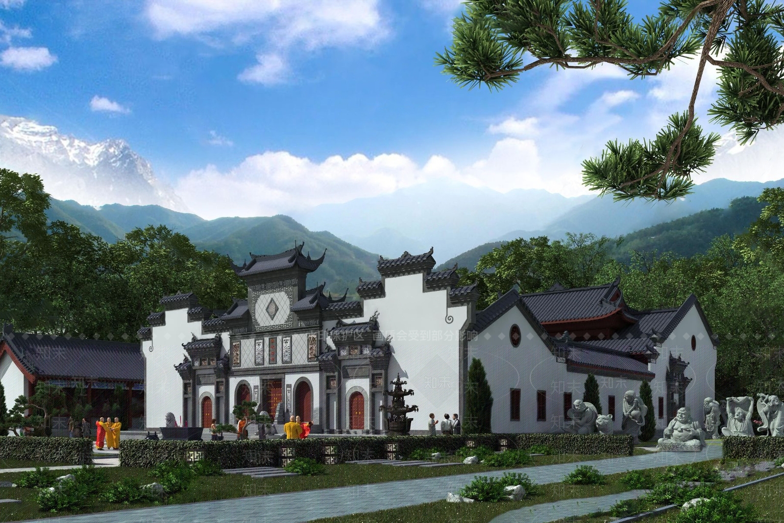 中式徽派祠堂3D模型下载【ID:1107603587】