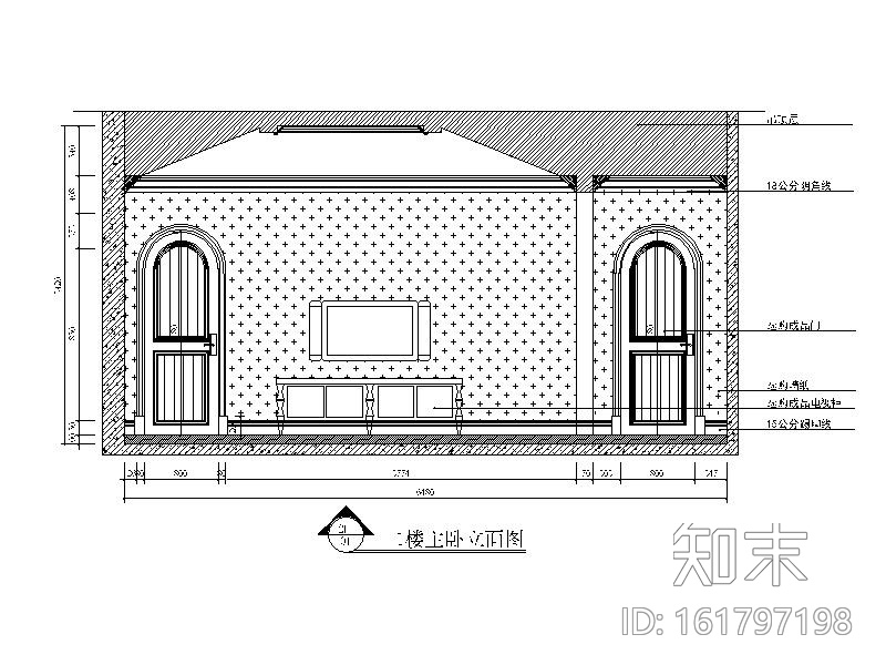 [江苏]500平美式古典别墅设计CAD施工图（含效果图）cad施工图下载【ID:161797198】