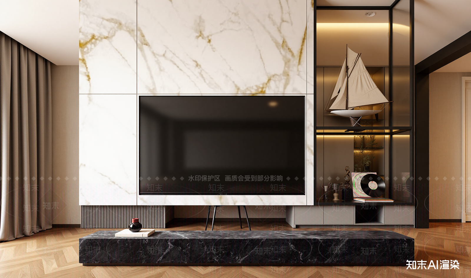 简欧家居客厅3D模型下载【ID:1221508312】