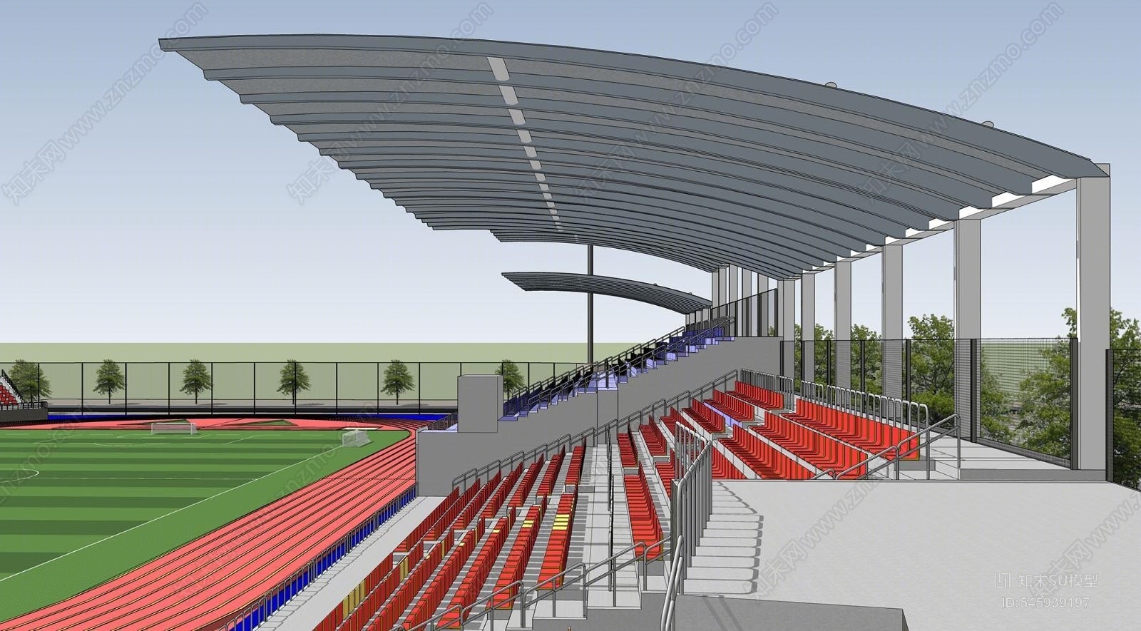 现代足球场SU模型下载【ID:545939197】