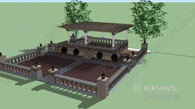 曼查硬质庭院SU模型下载【ID:431175013】