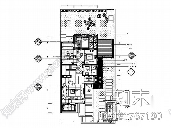 [江苏]时尚现代风格三层别墅室内装修施工图（含效果）cad施工图下载【ID:181767190】