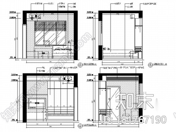 [江苏]时尚现代风格三层别墅室内装修施工图（含效果）cad施工图下载【ID:181767190】