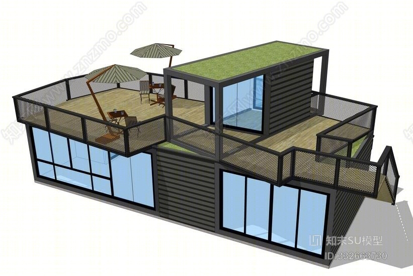 集装箱建筑SU模型下载【ID:332663730】