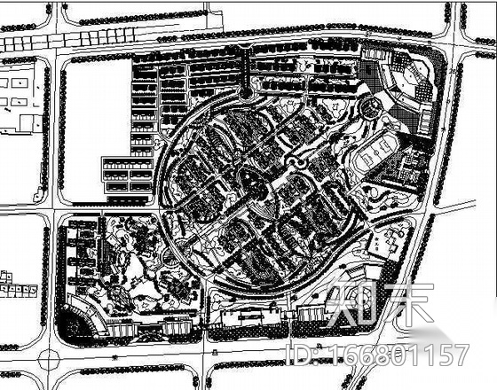 某阳光小区总体规划图纸cad施工图下载【ID:166801157】