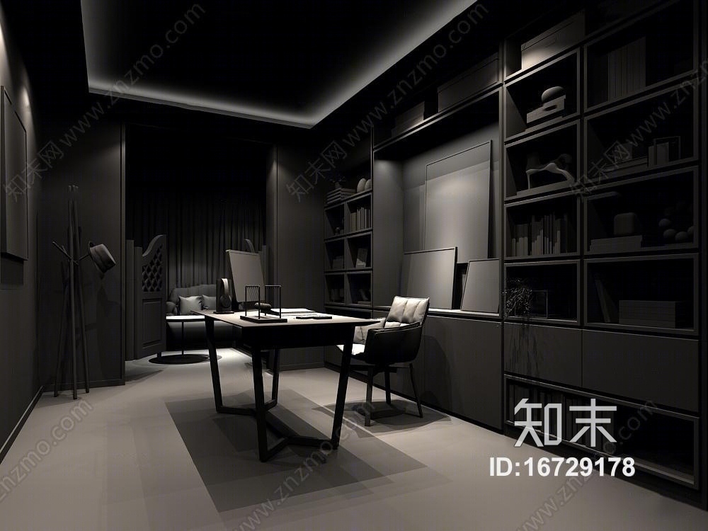 现代书房3D模型下载【ID:16729178】