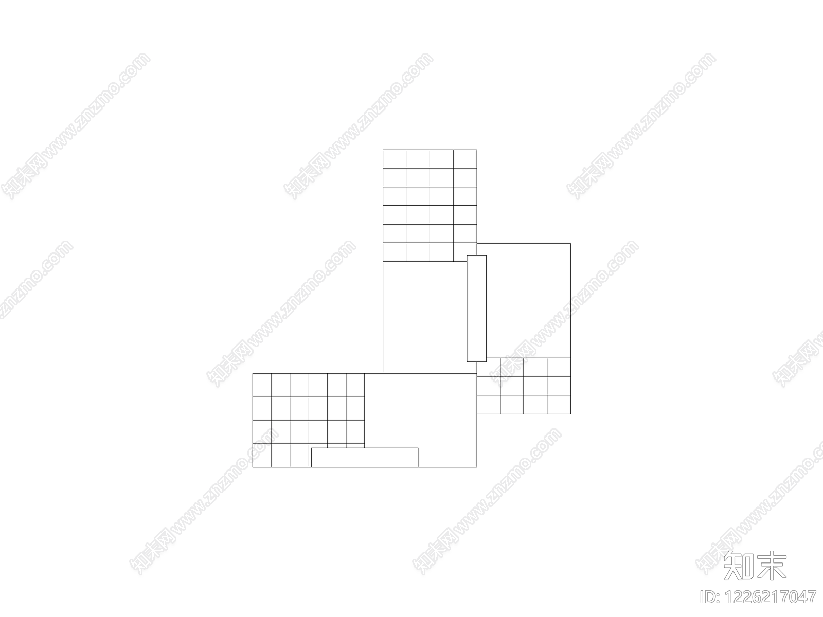 正反沙发组合cad施工图下载【ID:1226217047】
