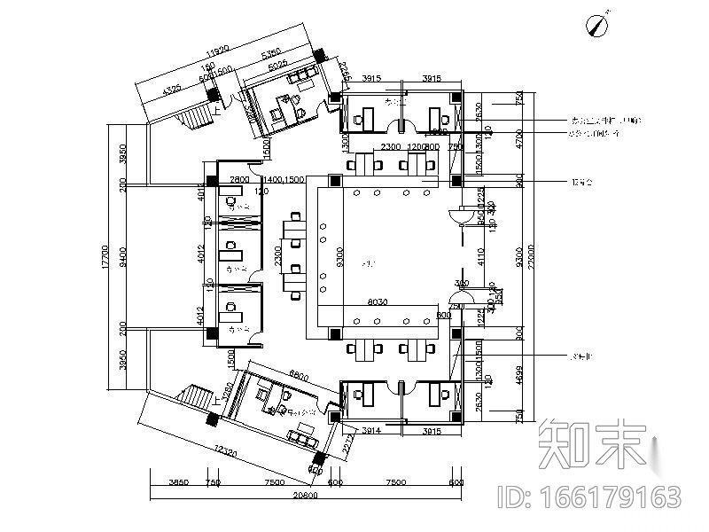 某审计中心办事大厅装修图cad施工图下载【ID:166179163】