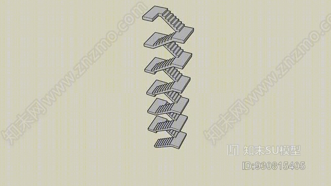 混凝土楼梯2SU模型下载【ID:930815405】