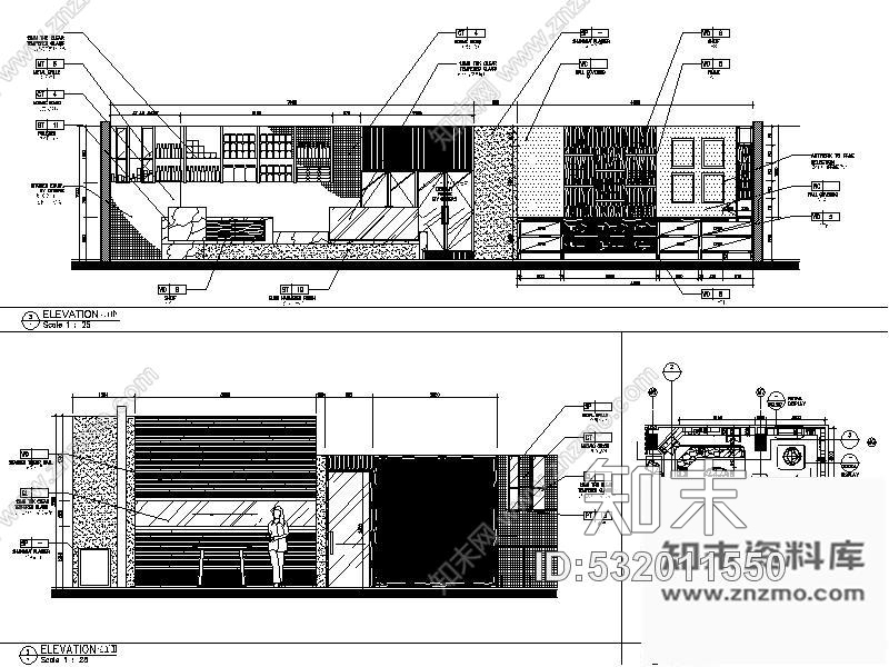 施工图北京亚洲风味餐厅装修图cad施工图下载【ID:532011550】