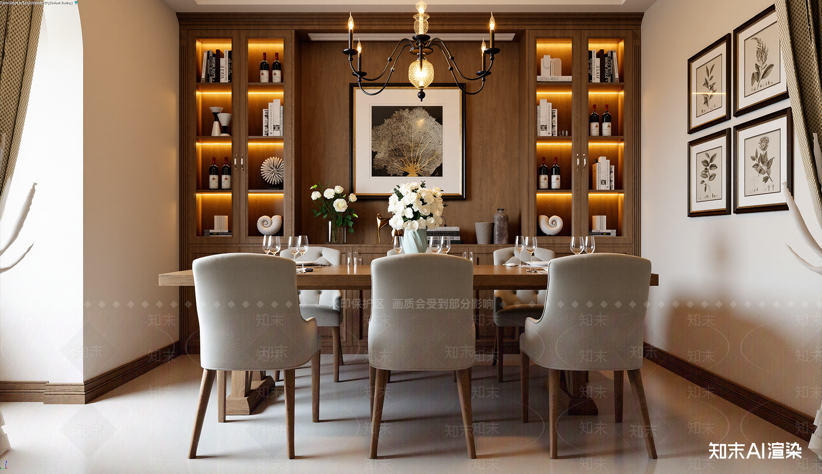 美式家居餐厅3D模型下载【ID:1222067732】