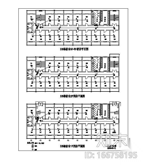 某工业园宿舍生活区消防烟感探头平面图cad施工图下载【ID:166758195】