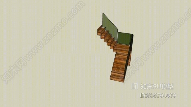 带90度弯管和玻璃扶手的楼梯SU模型下载【ID:935704460】
