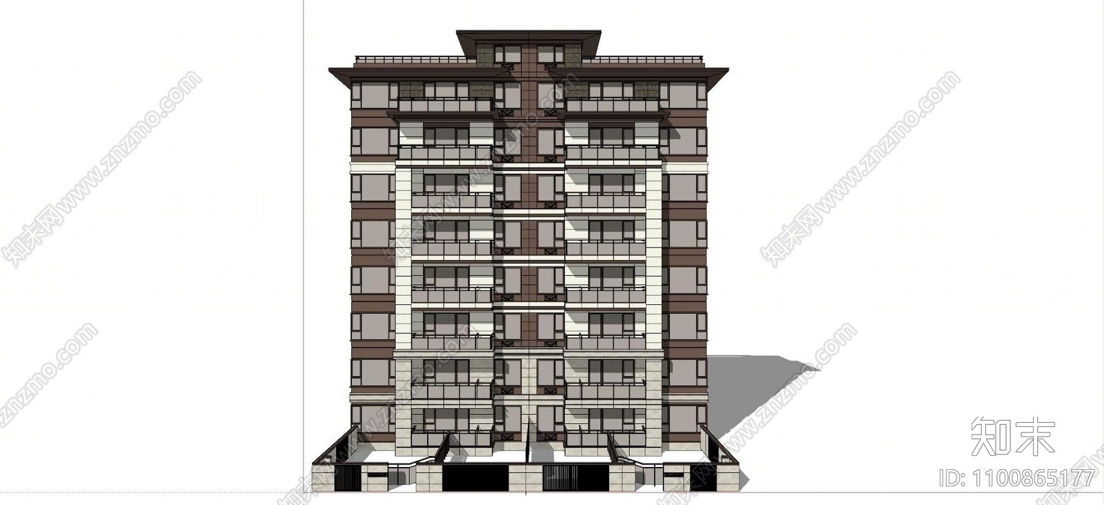 新中式多层住宅楼SU模型下载【ID:1100865177】