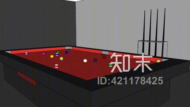 红黑池桌SU模型下载【ID:421178425】