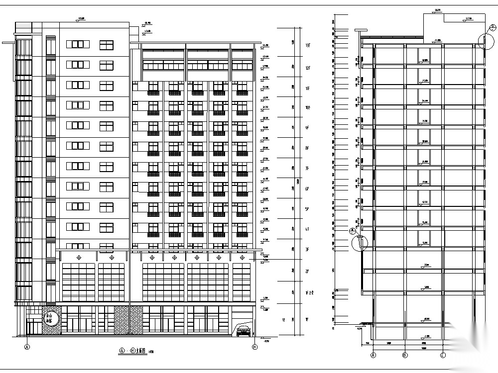 现代高层商住楼建筑设计方案施工图CADcad施工图下载【ID:165625105】