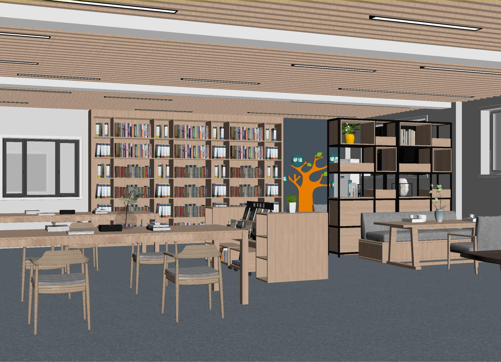 现代图书馆3D模型下载【ID:1214386932】