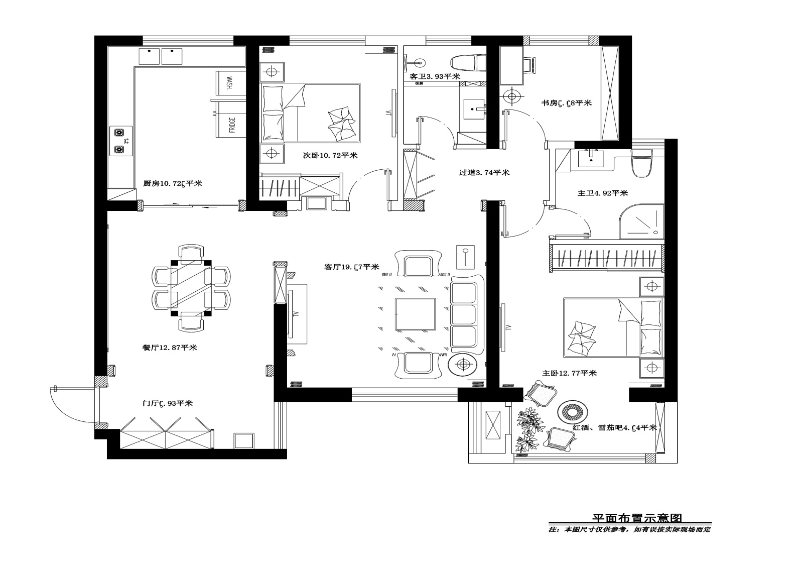 两居室欧式风格样板房装修施工图+效果图cad施工图下载【ID:160474121】