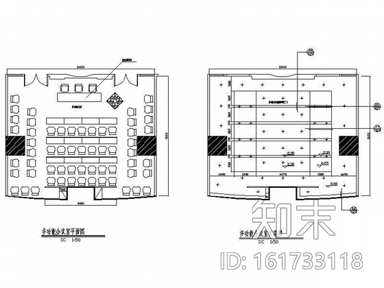 多功能会议室装修图cad施工图下载【ID:161733118】