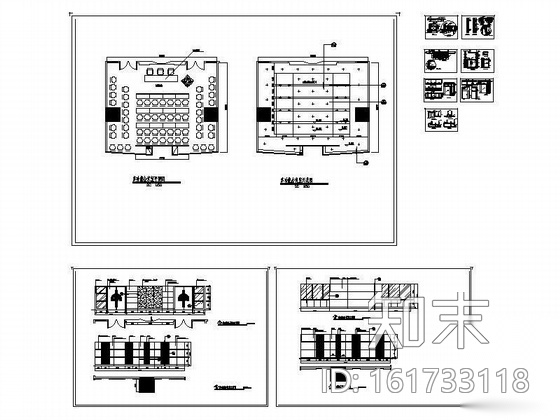 多功能会议室装修图cad施工图下载【ID:161733118】