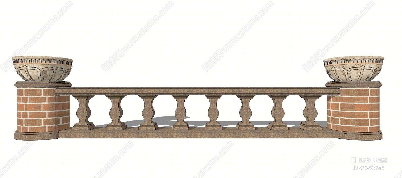 现代石材栏杆SU模型下载【ID:446797393】