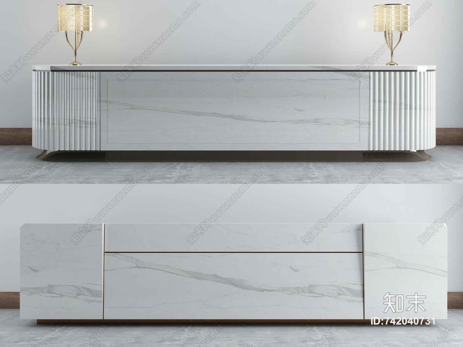 现代办公室休闲吧台接待台收银台3D模型下载【ID:742040731】