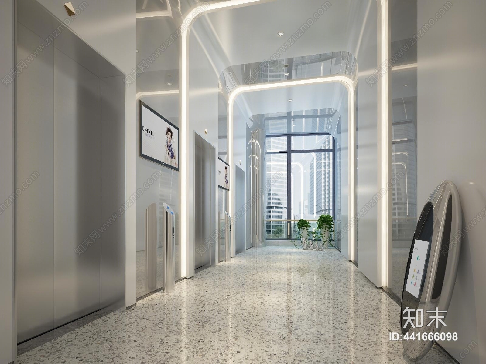 现代公司电梯过道3D模型下载【ID:441666098】