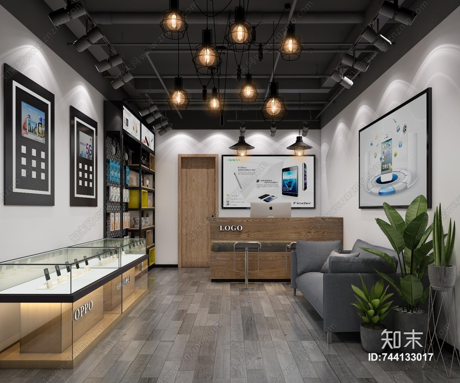 工业风手机展厅3D模型下载【ID:744133017】