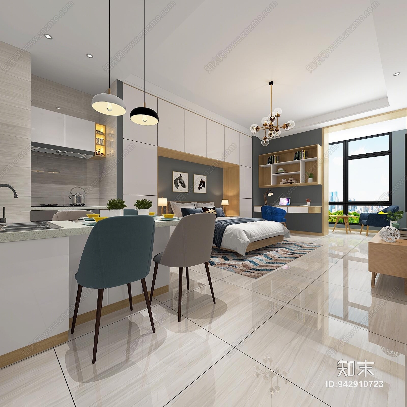 现代北欧公寓3D模型下载【ID:942910723】