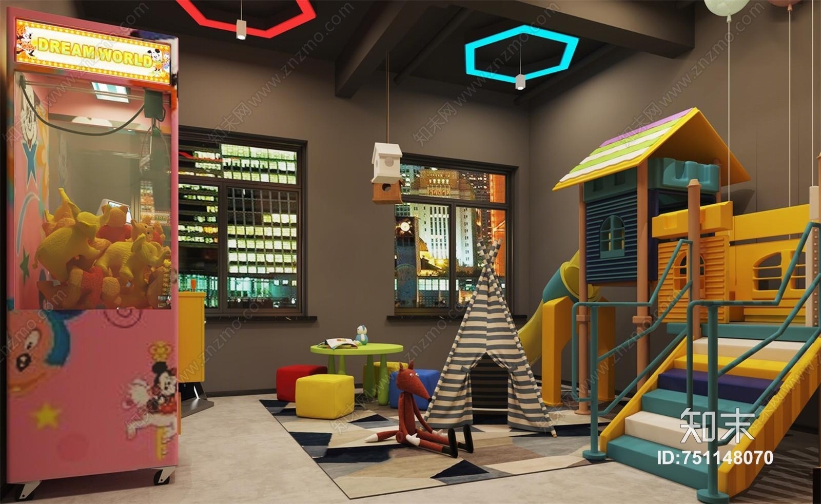 现代儿童室内游乐场3D模型下载【ID:751148070】